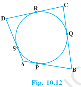Quadrilateral ABCD circumscribing a circle touching the sides at P, Q, R, S