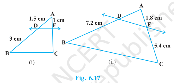 Two triangles ABC with DE parallel to BC and the given segment lengths