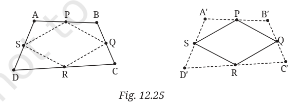 Quadrilateral ABCD with its Varignon parallelogram PQRS, and the copy A'B'C'D' to be reconstructed