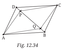 Parallelogram ABCD with points P and Q on diagonal BD forming APCQ