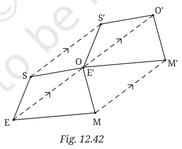Two copies of 4-gon SOME placed with diagonals EO and E'O' collinear