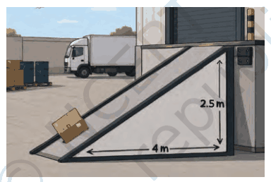 Ramp rising 2.5 m over a run of 4 m at a loading dock