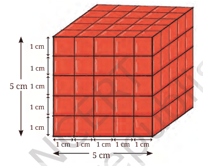 A 5 cm cube painted on all faces, divided into 1 cm cubes