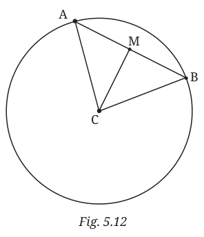 Circle with centre C, chord AB and perpendicular CM to the chord
