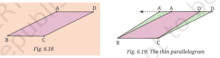 A thin parallelogram ABCD and the hint showing parallelogram A'BCD' of equal area