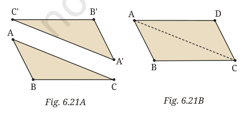 Two congruent triangles ABC and A'B'C' fitted together to form a parallelogram