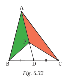 Triangle ABC with median AD and point P on AD