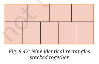 Nine identical rectangles: 4 lying flat on top and 5 standing below